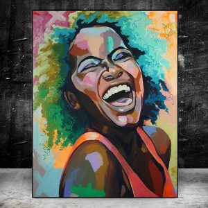 Prints |   Colorful African Woman Smile Face Posters and Prints on Canvas Painting Black Girl Wall Art Picture for Living Room Decor Prints Prints