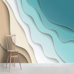 Wallpaper |   Cool Wallpapers 3D Abstract Wallpaper Wall Mural Blue Waves Covering Sticker Peel and Stick Removable PVC/Vinyl Material Self Adhesive/Adhesive Required Wall Decor for Living Room Kitchen Bathroom Wall Art Wallpaper