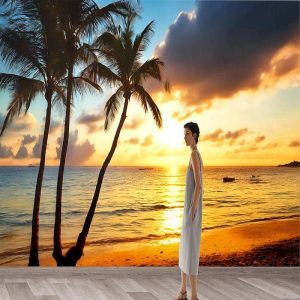 Wallpaper |   Cool Wallpapers Beach Sunset Wallpaper Wall Mural Wall Sticker Covering Print Peel and Stick Removable Self Adhesive Secret Forest PVC / Vinyl Home Decor Wall Art Wallpaper