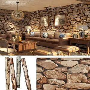 Wallpaper |   Cool Wallpapers Wall Mural Brick Wallpaper Brown 3D Rock Stone Wall Covering Adhesive Required PVC Home Décor 1000*53 cm Wall Art Wallpaper