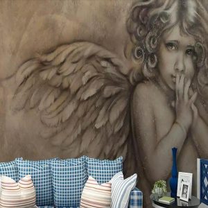 Wallpaper |   Cool Wallpapers Wall Mural Vintage Angel 3D Wallpaper Wall Sticker Covering Print Adhesive Required 3D Effect Canvas Home Décor Wall Art Wallpaper