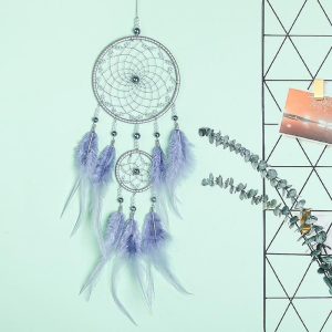 Dreamcatcher |   Purple Dream Catcher Handmade Gift Feather Hook Flower Wind Chime Ornament Wall Hanging Decor Art Boho Style 11*46CM Dreamcatcher Dreamcatcher