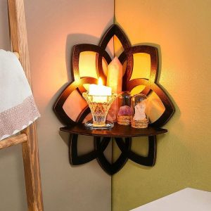 Wall Accents |   1PC Creative Minimalist Nail Wall Display Rack (excluding nails) minimalist line eight petal flower shaped wall decorative pendant decorative corner rack hand assembled wooden small lotus shaped wal Wall Accents Wall Accents