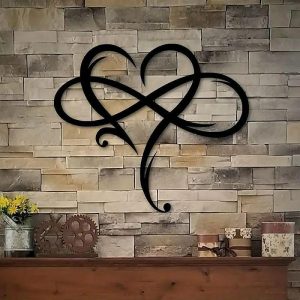 Wall Accents |   1pc Infinity Heart Black Metal Wall Art Heart-shaped Metal Wall Decor Love Sign Plaque Bedroom Ornaments For Home Wedding Indoor Outdoor Christmas Gifts Wall Accents Wall Accents