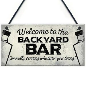 Wall Accents |   1PCS Wooden Wall Sign Welcome To The Backyard Bar Wooden Hanging Plaques Signs Gift Home Man Cave Bar Decoration (7.9×3.9in) Wall Accents Wall Accents