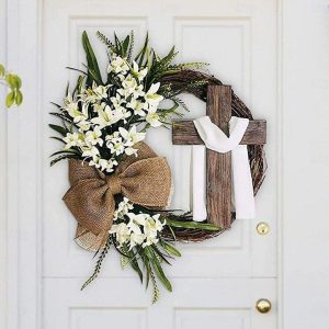 Wall Accents |   Artificial Easter Wreath, Easter Decoration, Cross Wreath, Decoration for Hanging Door Wreath, Cross Easter Wreath for Hanging as Spring Decoration Wall Accents Wall Accents