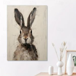 Wall Accents |   Framed Art Canvas Print Poster Rabbit Animals Illustrations Canvas Wall Art Artwork Wall Painting for Bathroom Bedroom Office Living Room Wall Decor Easter Home Decoration Wall Accents Wall Accents